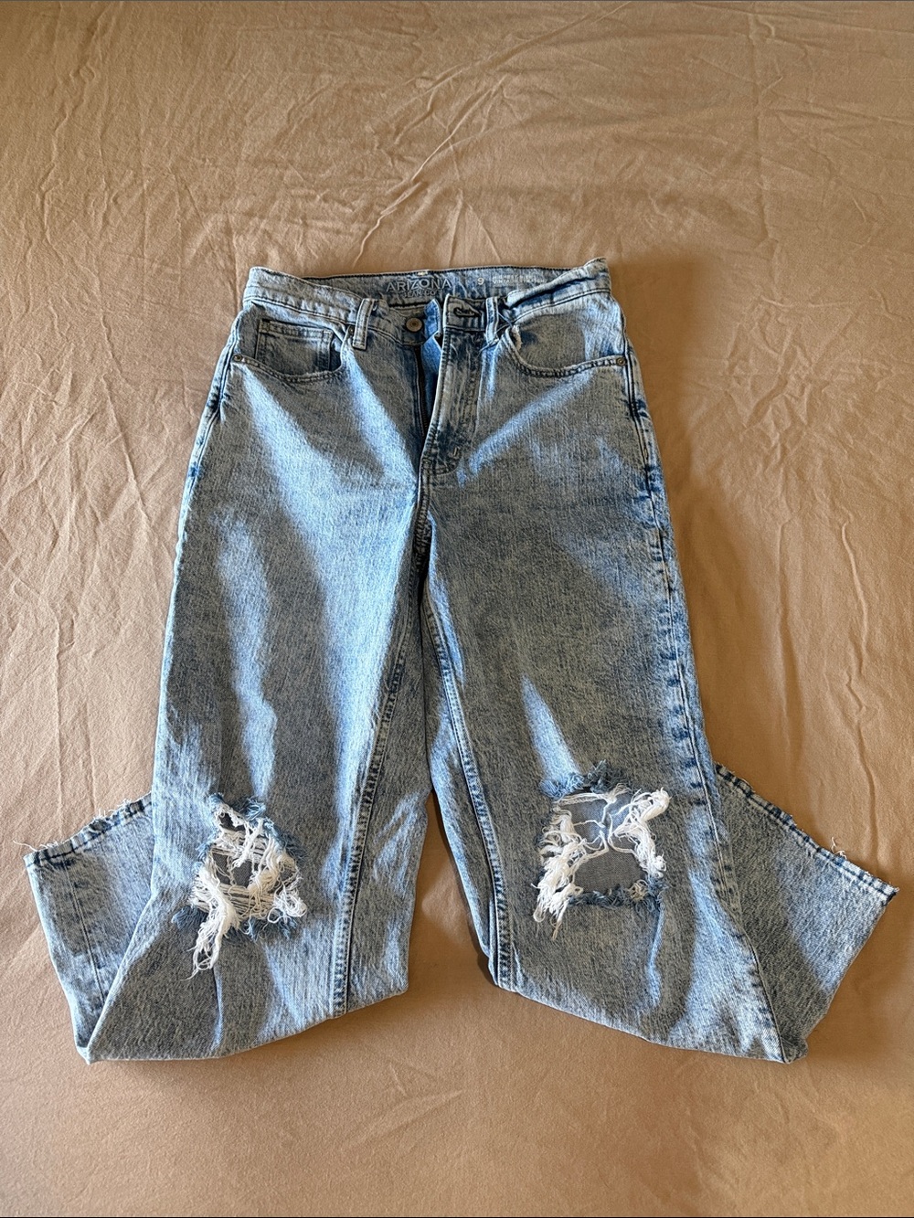 Arizona Jean Company Light Wash Distressed Boyfriend Jeans